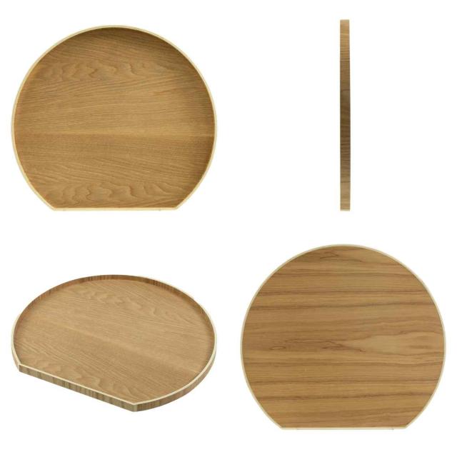 お盆 36cm トレー 半月膳 半月盆 木製 同色5枚セット （ ランチョン