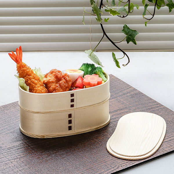 弁当箱 曲げわっぱ 2段 800ml 豆型 弁当箱 2段（ 木製 ランチボックス