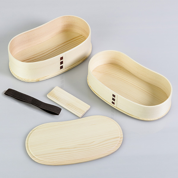 弁当箱 曲げわっぱ 2段 800ml 豆型 弁当箱 2段（ 木製 ランチ