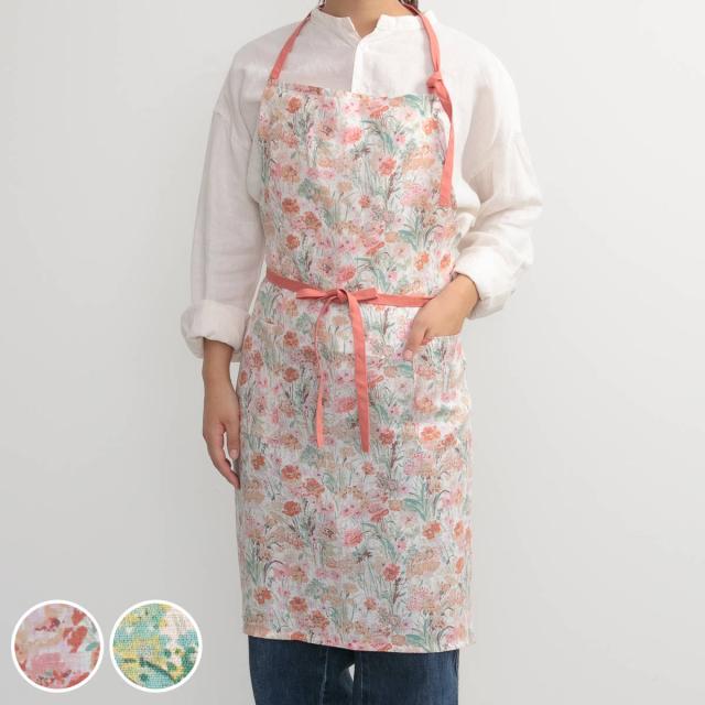 エプロン 花柄 リバティリネンラップエプロン COCOWALK （ ココウォーク ポケット付き 麻100％ ラップエプロン キッチンエプロン リネンエプロン リネン 台所エプロン リバティプリント 大人用 レディース キッチン用品 ）の通販は 6,452円