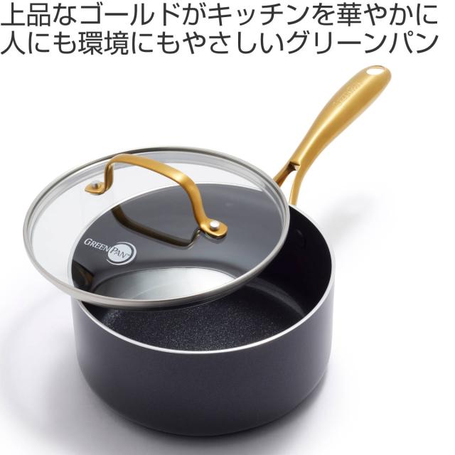 GREEN PAN ソースパン 16cm IH対応 ストゥディオ ガラス蓋付き （ グリーンパン STUDIO ガス火対応 食洗機対応 ミルクパン 片手鍋 小鍋 セラミック加工 16センチ アルミ製 マグニート加工 ノンスティック加工 ガラス蓋 おしゃれ ）_1