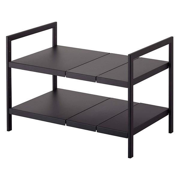 【未使用】山崎実業レンジ台（ブラック）／奥行37×幅45×高さ13.5cm 送料無料】 山崎実業 ゴミ箱上ラック タワー キッチンラック 幅