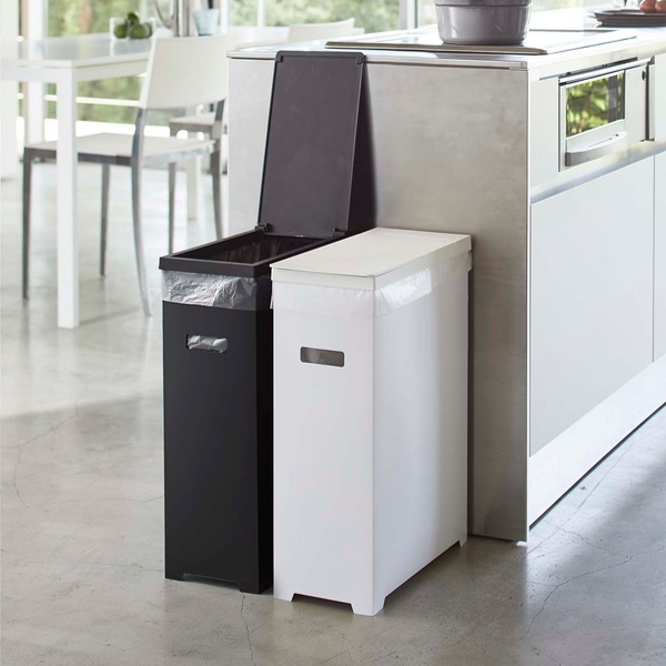山崎実業 tower ゴミ箱 35L 各色1個セット 高さ調整可 タワー （ ごみ箱 35リットル 幅19 分別 スリム 高さ調節 可能 シンク下 収納 ふた付き ホワイト ブラック シンプル モノトーン キッチン リビング おしゃれ ）の通販は 5,940円