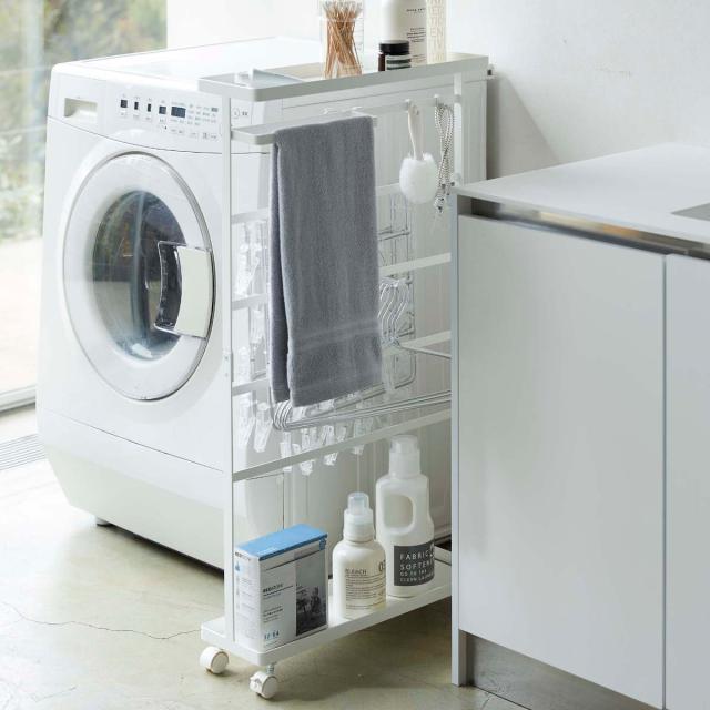 洗濯用品収納ワゴン タワー 山崎実業 tower 隙間収納 15cm ブラック tower 山崎実業 収納 ランドリー 洗濯用品収納ワゴン （ 隙間収納 隙間
