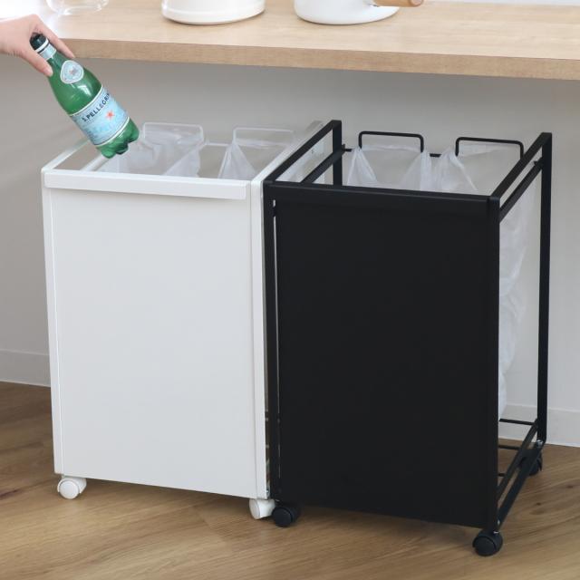 tower 目隠し分別ダストワゴン　2分別　ブラック　山崎実業 Amazon｜山崎実業 tower タワー 目隠し分別ダストワゴン 2分別