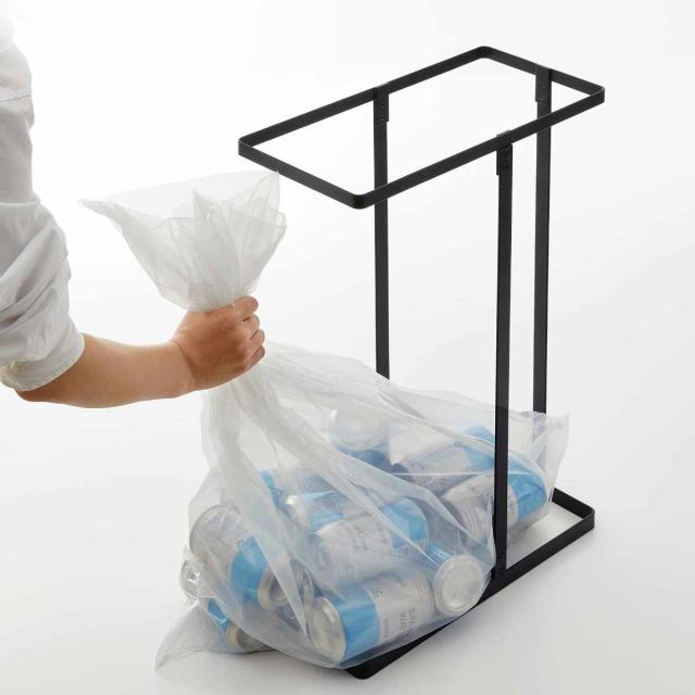 山崎実業 tower ゴミ箱 45Ｌ スリム蓋付き分別ゴミ袋ホルダー 2個組 タワー （ ゴミ袋ホルダー 45リットル 45Lｘ2 幅19 ふた付き レジ袋スタンド スリム 分別 ホワイト ブラック シンプル ゴミ箱 45リットル ゴミ箱 分別）_10