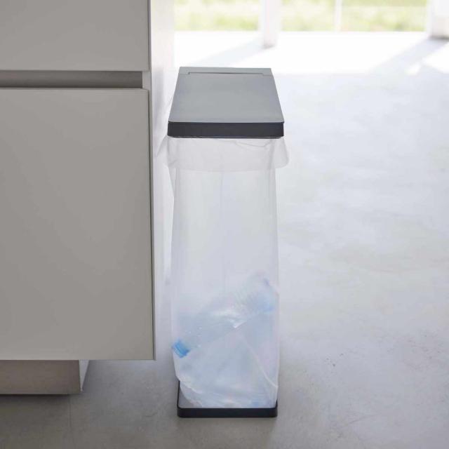 山崎実業 tower ゴミ箱 45Ｌ スリム蓋付き分別ゴミ袋ホルダー 2個組 タワー （ ゴミ袋ホルダー 45リットル 45Lｘ2 幅19 ふた付き レジ袋スタンド スリム 分別 ホワイト ブラック シンプル ゴミ箱 45リットル ゴミ箱 分別）_12