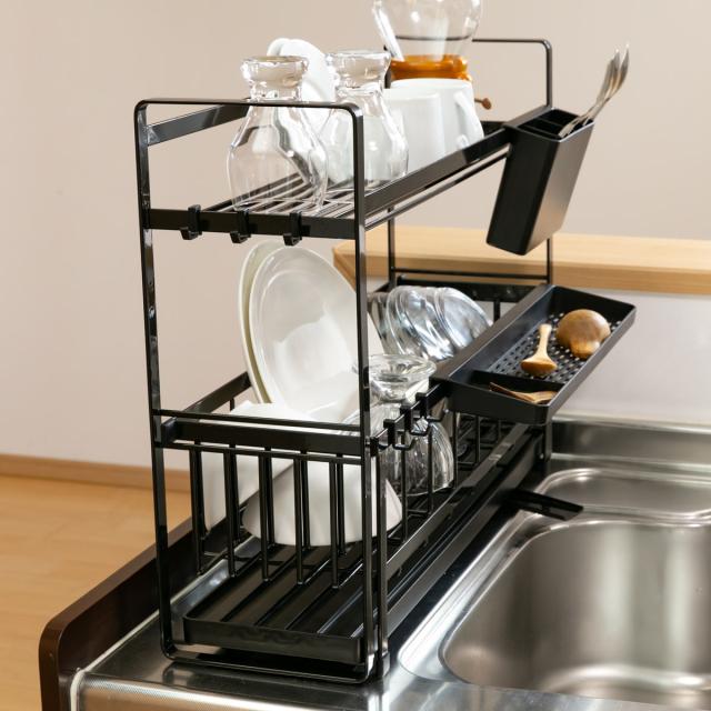 山崎実業 tower 水切りラック スペース広がる 伸縮 2段 タワー