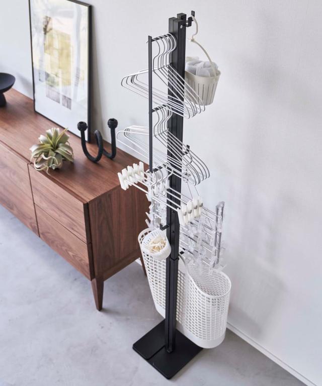 山崎実業 tower 折り畳み室内物干し タワー （ 4903208066198 タワーシリーズ 折り畳み 折りたたみ おりたたみ 物干し 室内 部屋干し コンパクト 洗濯 室内物干し ハンガー フック付き インテリア スタンド ）_17