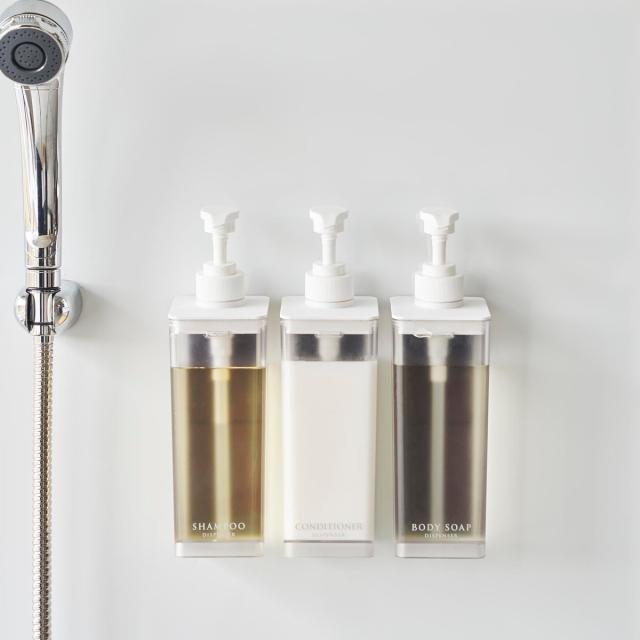 山崎実業 mist たっぷり洗剤が出るマグネットディスペンサー ミスト シャンプー コンディショナー ボディソープ （ 4903208015448 ミストシリーズ シャンプーディスペンサー シャンプーボトル たっぷり出る 洗剤 浮かせる収納 ）