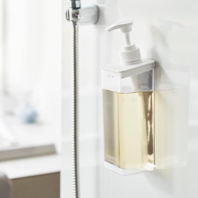 山崎実業 mist たっぷり洗剤が出るマグネットディスペンサー ミスト シャンプー コンディショナー ボディソープ （ 4903208015448 ミストシリーズ シャンプーディスペンサー シャンプーボトル たっぷり出る 洗剤 浮かせる収納 ）
