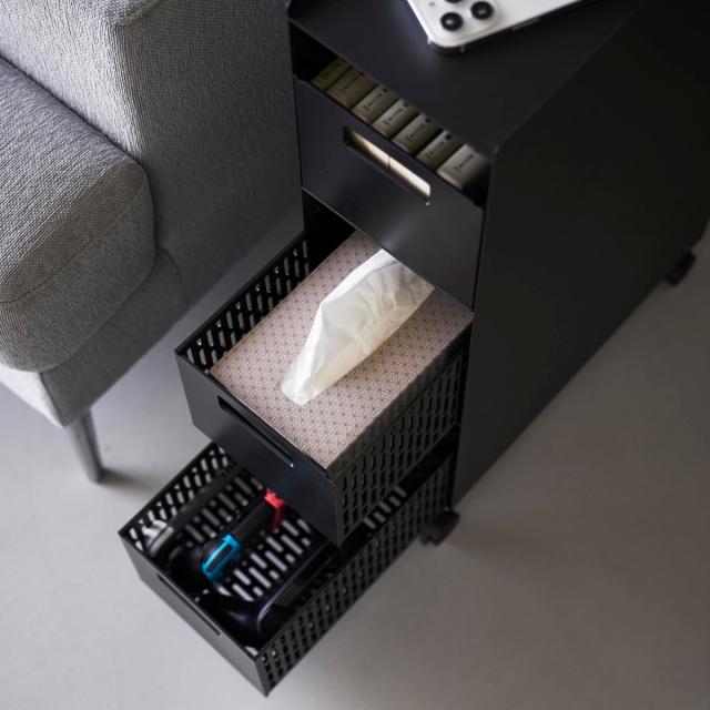山崎実業 tower 収納バスケットワゴン タワー 3段 （ 4903208100151 タワーシリーズ バスケットワゴン スリムワゴン 収納 バスケット ワゴン 引き出し キャスター付き テーブル下 デスク下 ）_16