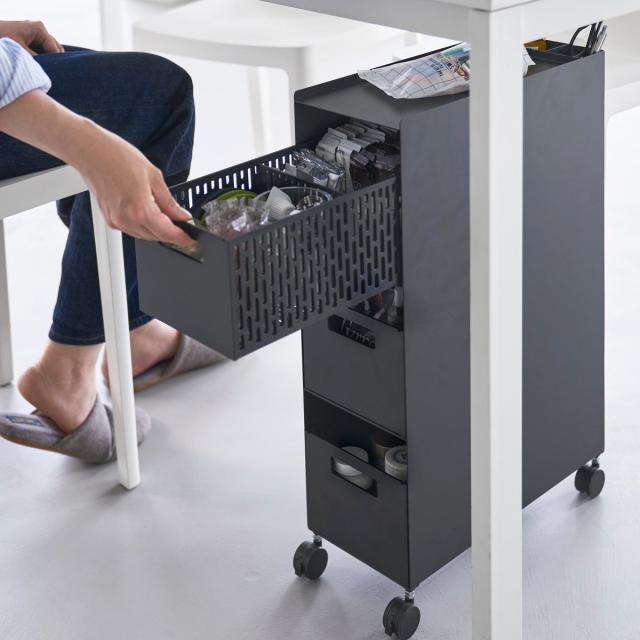 山崎実業 tower 収納バスケットワゴン タワー 3段 （ 4903208100151 タワーシリーズ バスケットワゴン スリムワゴン 収納 バスケット ワゴン 引き出し キャスター付き テーブル下 デスク下 ）_17