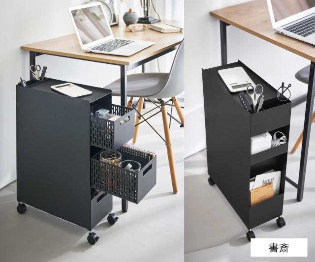 山崎実業 tower 収納バスケットワゴン タワー 3段 （ 4903208100151 タワーシリーズ バスケットワゴン スリムワゴン 収納 バスケット ワゴン 引き出し キャスター付き テーブル下 デスク下 ）_8