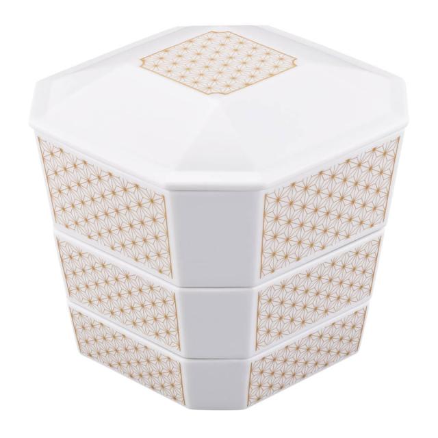 3段重箱 隅切 陶磁器 （ 食洗機対応 電子レンジ対応 磁器 日本製 お重 3段 陶器 食洗機OK レンジOK 重箱 高級感 上品 和風 和モダン モダン ）_8
