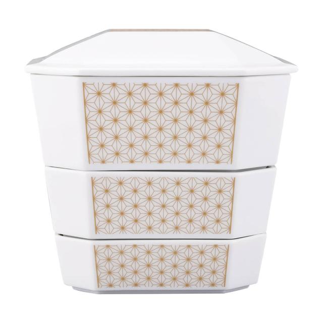 3段重箱 隅切 陶磁器 （ 食洗機対応 電子レンジ対応 磁器 日本製 お重 3段 陶器 食洗機OK レンジOK 重箱 高級感 上品 和風 和モダン モダン ）_9