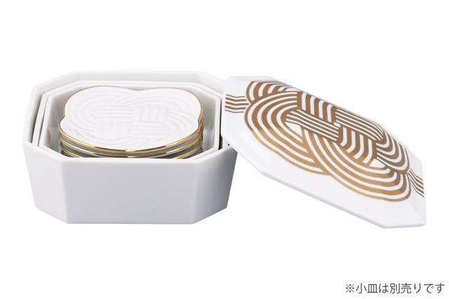 3段重箱 隅切 陶磁器 金結び （ 食洗機対応 電子レンジ対応 磁器 日本製 お重 3段 陶器 食洗機OK レンジOK 重箱 高級感 上品 和風 和モダン モダン ）_2