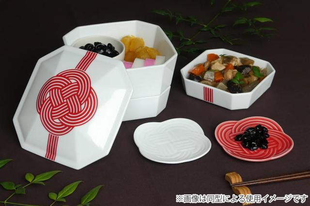 3段重箱 隅切 陶磁器 金結び （ 食洗機対応 電子レンジ対応 磁器 日本製 お重 3段 陶器 食洗機OK レンジOK 重箱 高級感 上品 和風 和モダン モダン ）_3
