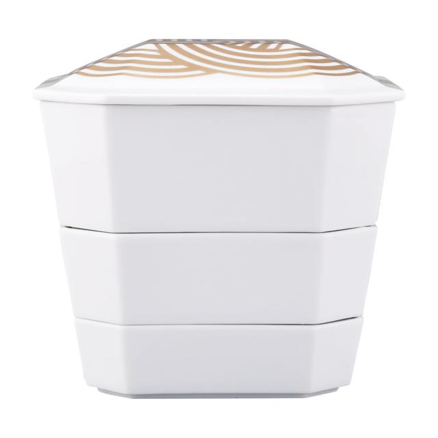 3段重箱 隅切 陶磁器 金結び （ 食洗機対応 電子レンジ対応 磁器 日本製 お重 3段 陶器 食洗機OK レンジOK 重箱 高級感 上品 和風 和モダン モダン ）_5