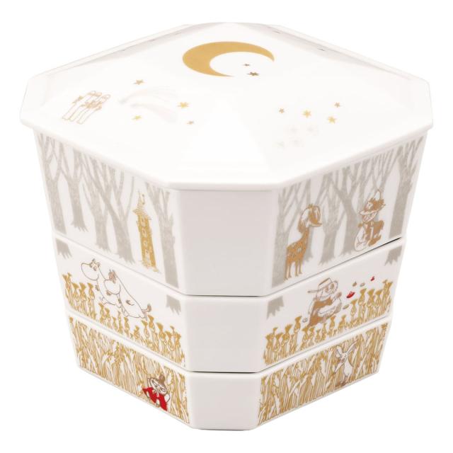 3段重箱 ムーミン 隅切 陶磁器 （ 食洗機対応 電子レンジ対応 磁器 日本製 お重 3段 陶器 食洗機OK レンジOK 重箱 高級感 上品 和風 和モダン モダン ）_6