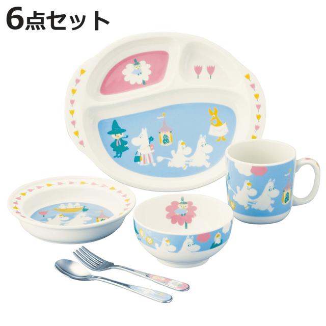 子供食器 6ピースセット ムーミン （ 6点セット スプーン フォーク 子供マグ ライスボウル プレート キッズプレート 電子レンジ対応 日本製 食器セット 磁器 ステンレス マグカップ マグ ボウル すくいやすい MOOMIN ）