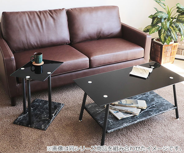 サイドテーブル 幅30cm ガラス 大理石柄 コの字 ソファサイド ベッドサイド テーブル 机 つくえ ソファサイドテーブル ベッドサイドテの通販はau Pay マーケット リビングート