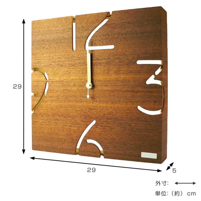 掛け時計 ヤマト工芸 yamato PUZZLE WALL ウォールナット （ 壁掛け時計 時計 インテリア アナログ 天然木 一枚板 高級 シンプル リビング ダイニング 壁掛け おしゃれ ）_2