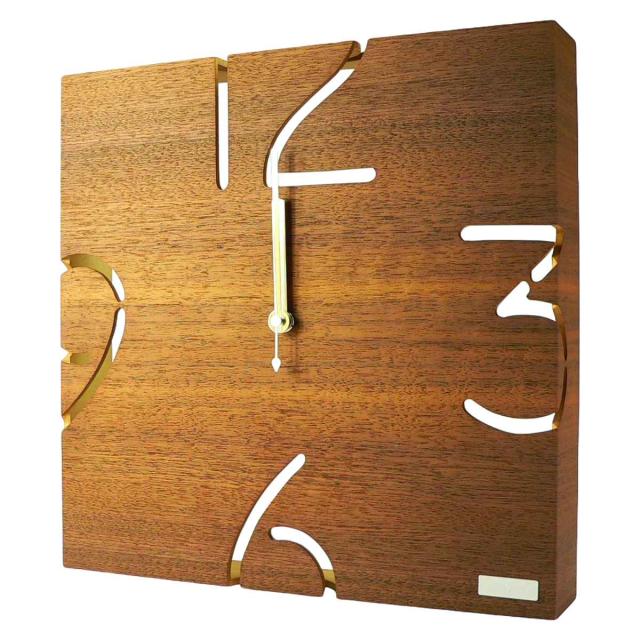 掛け時計 ヤマト工芸 yamato PUZZLE WALL ウォールナット （ 壁掛け時計 時計 インテリア アナログ 天然木 一枚板 高級 シンプル リビング ダイニング 壁掛け おしゃれ ）_4