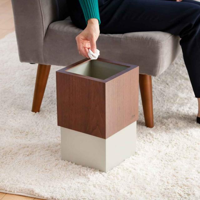 ゴミ箱 木製 10L W CUBE ウォールナット （ ダストボックス