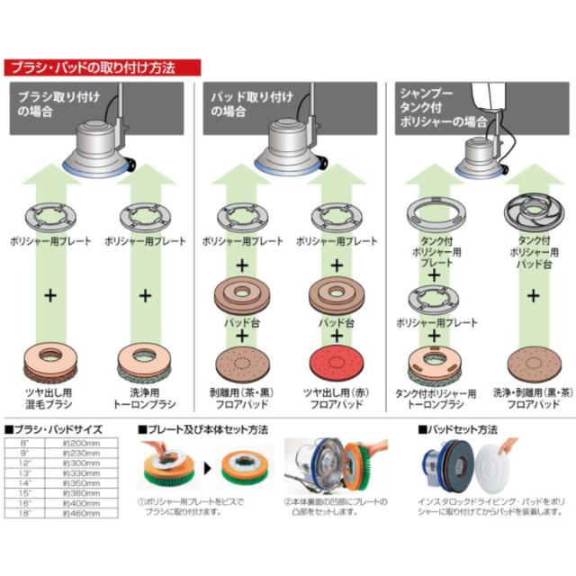 ポリシャー用 ブラシ取り付けプレート 12インチ E1412 （ コンドル 