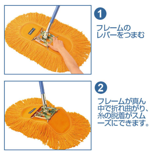 モップ コンドル 幅90cm フイトルモップP C279-090U-MB （ 掃除 フローリング 清掃用品 業務用 化学モップ 床掃除 帯電剤塗布 黄 フロアモップ 掃除用具 乾拭きモップ カラ拭きモップ ほこり吸着 ダスターモップ 床清掃 ）_2