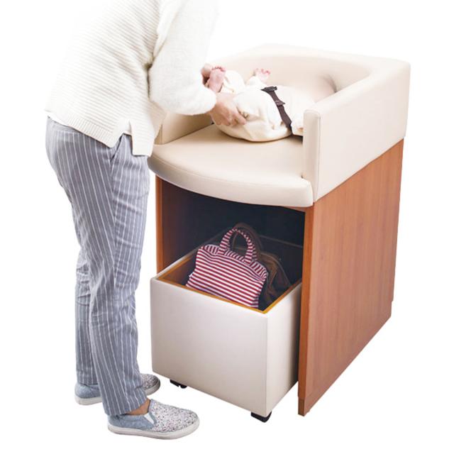 オムツ交換ベッド 収納ボックス JN （ 法人限定 山崎産業 荷物入れ キャスター付き 荷物置き 収納 ボックス カゴ かご 赤ちゃん ベビー 日本製 手荷物 鞄 カバン バッグ 荷物置台 カバン置き 業務用 休憩室 授乳室 児童館 育児 ）_3