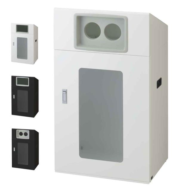 ゴミ箱 リサイクルボックスNYOS-90 120L 窓あり 屋外用 （ 法人限定 山崎産業 業務用 ダストボックス 分別 ごみ箱 奥行40 分別シール付き 120リットル 大容量 省スペース 分別ゴミ箱 袋止め付き スチール製 おしゃれ ）