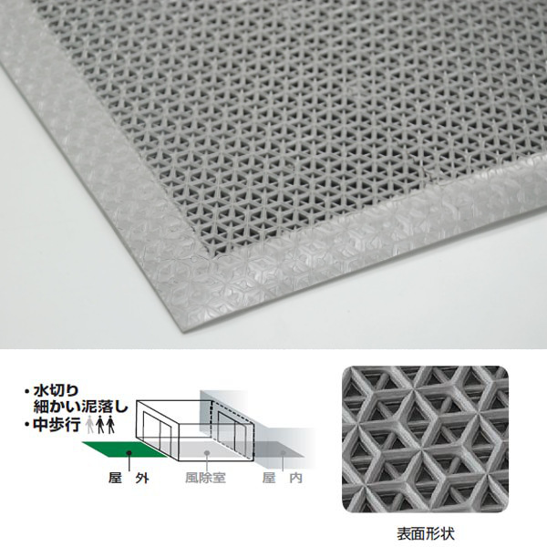 玄関マット 屋外 業務用 105×165cm ブイステップマット7 ドアマット サイズオーダー （ コンドル 山崎産業 玄関 マット 屋外用 防炎適合品 砂ホコリ 土砂 除去 エントランスマット 出入り口 室外用 フチあり 縁 日本製 ）_3