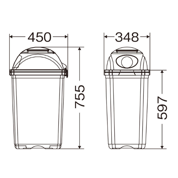 屋内用ゴミ箱 業務用ダストボックス 60L 透明エコダスター 再生プラスチック製 （ コンドル 山崎産業 ゴミ箱 ダストボックス 分別 樹脂製 ごみ箱 大容量 プラスチック 業務用 屋内 60リットル クリア 透明 分別ゴミ箱 ）_3