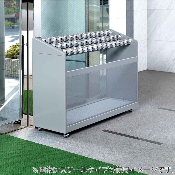 【法人限定】 傘立て 業務用 60本立て 鍵付 アンブラーNLJ （ アンブレラスタンド 傘スタンド 鍵付き ロック式 かさ立て コンドル 山崎産業 カサ立て かさたて 鍵 付き シリンダー錠 屋内 キャスター付き ステンレス ）