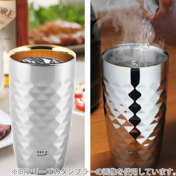 タンブラー 2重ビアタンブラー 370ml 磨き屋シンジケート ダイヤモンドカット 内面 金メッキ仕上げ 日本製 （ コップ ステンレスタンブラー ステンレス製 ビアグラス 結露しにくい 2重 おしゃれ ギフト ）_5