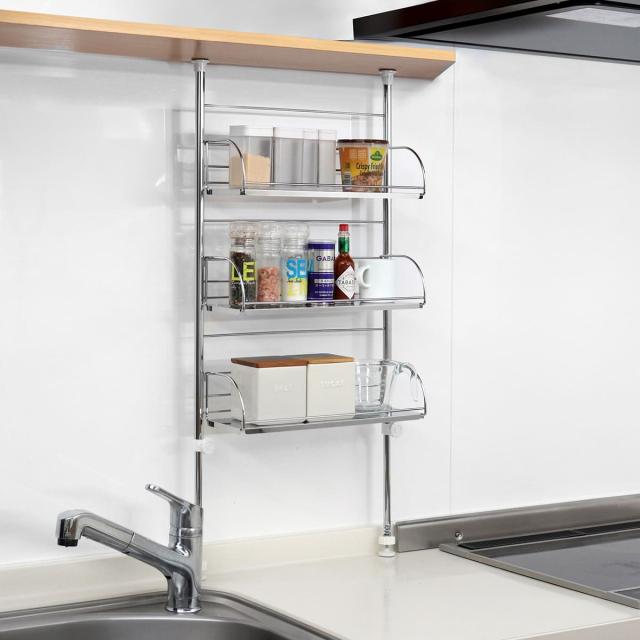 セール中！突っ張り式 キッチン収納キッチンラックCentral☆☆スパイスラック dショッピング |キッチンラック 突っ張り キッチンネット シンク
