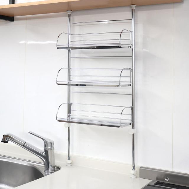 調味料ラック 突っ張り スパイスラック 3段 幅40cm （ 日本製