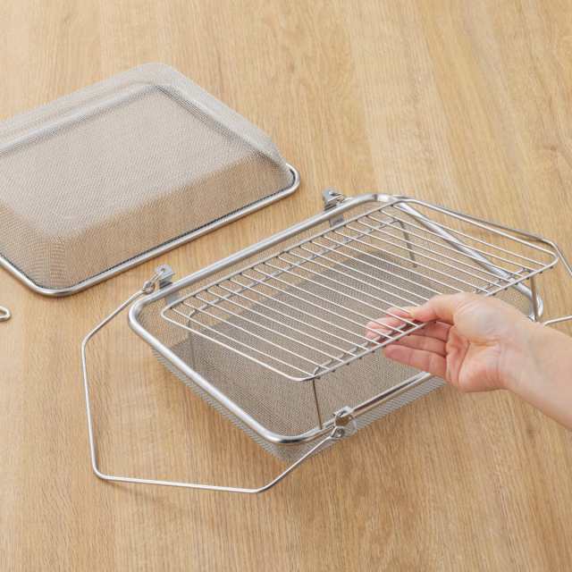 干しかご 角型 2段 暮らし良い道具 ステンレス角型干しかご （ 干し網 干しざる 干しザル 平型ざる 平型ザル ざる ザル 天日干し 吊り下げ 干し野菜 干物 一夜干し 簡単 便利 自家製 キッチンツール 日本製 ）の通販は