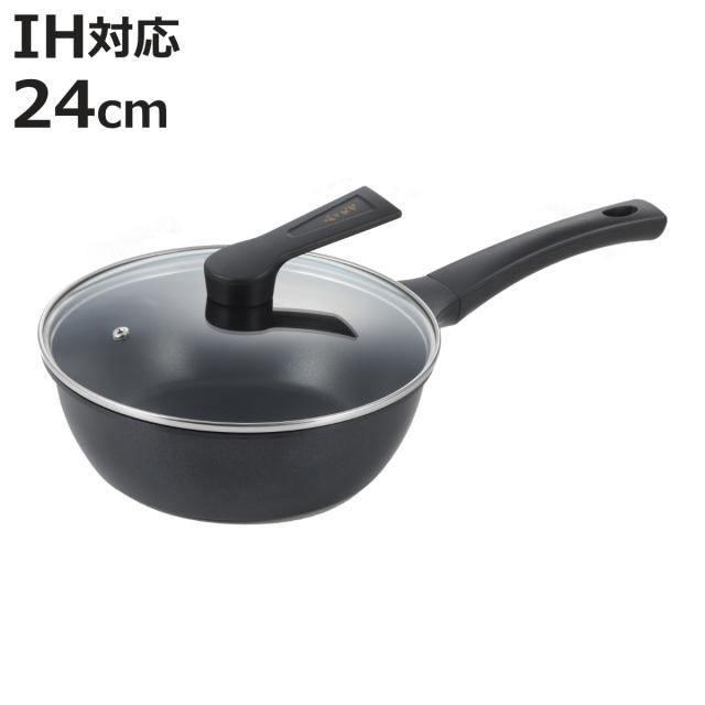 フライパン 24cm 深型 IH対応 ガラス蓋付き 菰田欣也監修 （ ガス火
