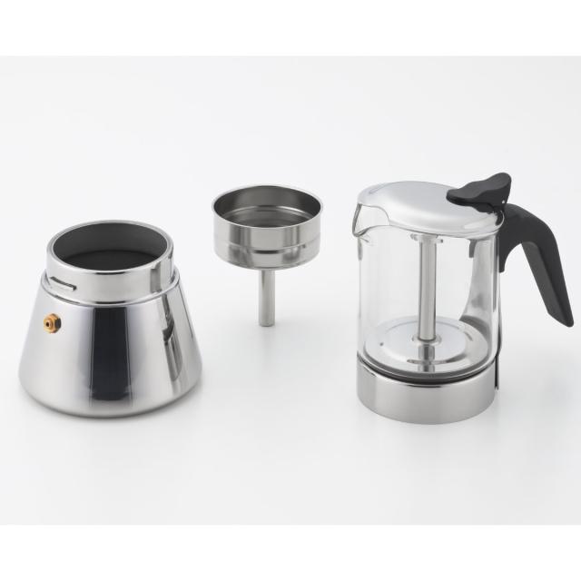 中が見える！エスプレッソメーカー 450ml （ コーヒーメーカー ステンレス コーヒー 日本製 ガス火専用 ガス 直火 対応 1〜2人分 シンプル おしゃれ スタイリッシュ ）_12