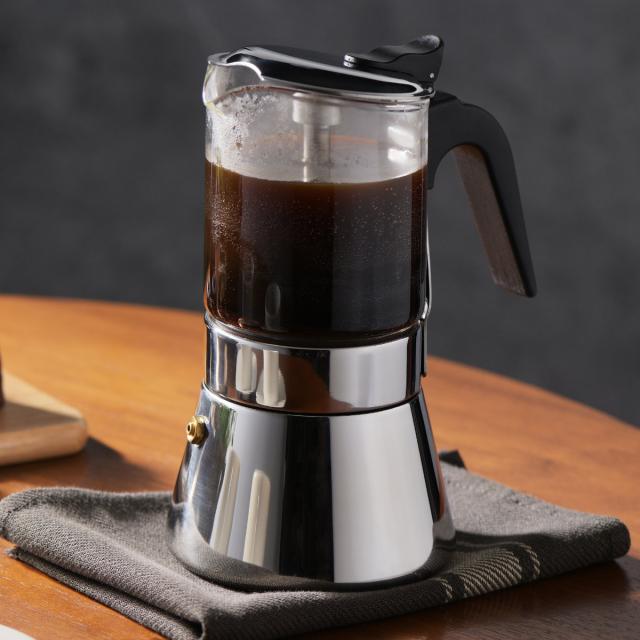 中が見える！エスプレッソメーカー 450ml （ コーヒーメーカー ステンレス コーヒー 日本製 ガス火専用 ガス 直火 対応 1〜2人分 シンプル おしゃれ スタイリッシュ ）_2