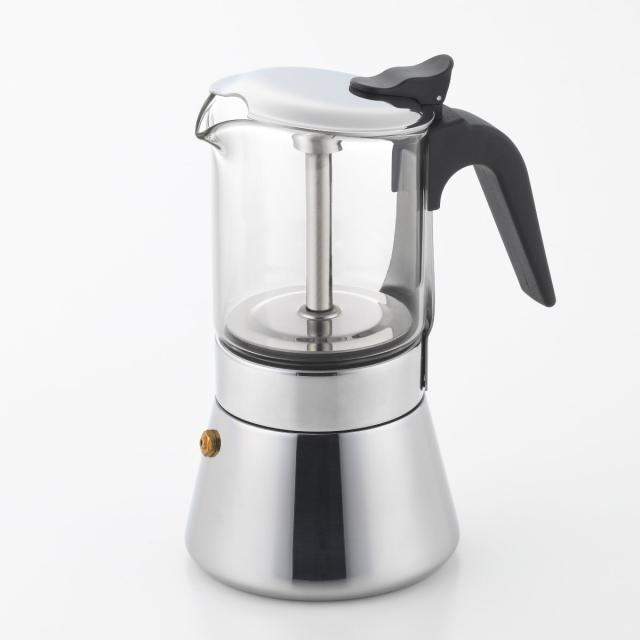 中が見える！エスプレッソメーカー 450ml （ コーヒーメーカー ステンレス コーヒー 日本製 ガス火専用 ガス 直火 対応 1〜2人分 シンプル おしゃれ スタイリッシュ ）