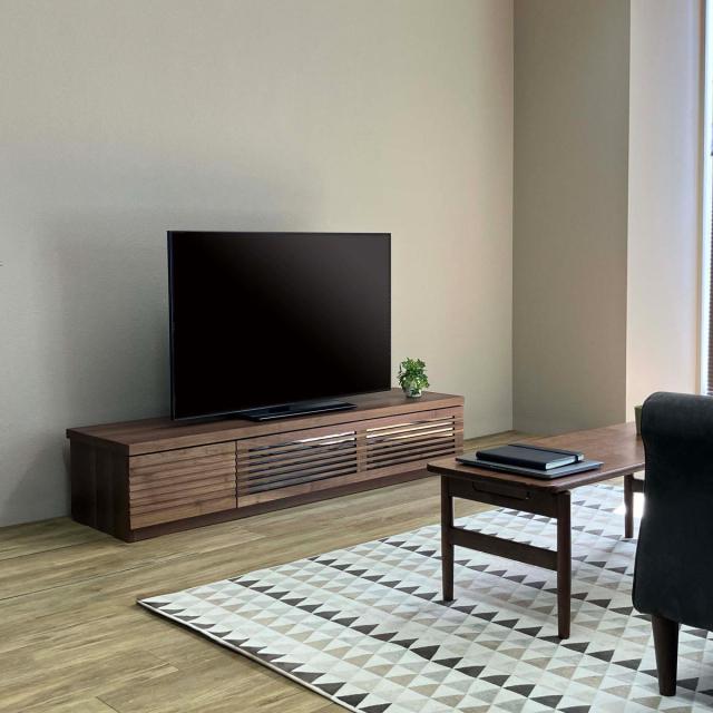 テレビ台 幅150cm ローボード ルーバーデザイン 天然木前板 ROOK （ 開梱設置 テレビボード テレビラック TV台 TVボード TVラック オーク ウォールナット ウォルナット 収納 引き出し フラップ扉 リビング収納 北欧 おしゃれ ）_19