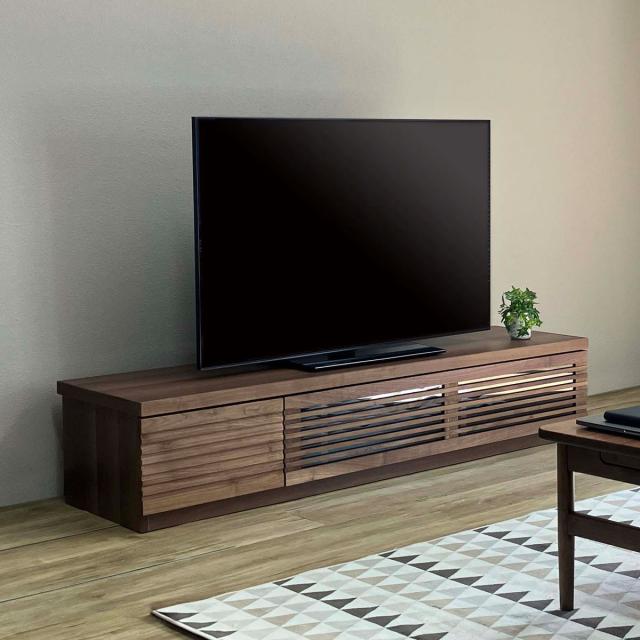 テレビ台 幅150cm ローボード ルーバーデザイン 天然木前板 ROOK （ 開梱設置 テレビボード テレビラック TV台 TVボード TVラック オーク ウォールナット ウォルナット 収納 引き出し フラップ扉 リビング収納 北欧 おしゃれ ）_6
