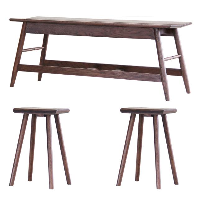 ダイニングベンチセット 3点セット 幅110cmベンチ×1 スツール×2 BENCH WITH STOOL （ ベンチ ダイニング 食卓椅子 木製 スツール ダイニングチェア ダイニングベンチ 長椅子 食卓 椅子 いす チェア イス 天然木 おしゃれ ）_16