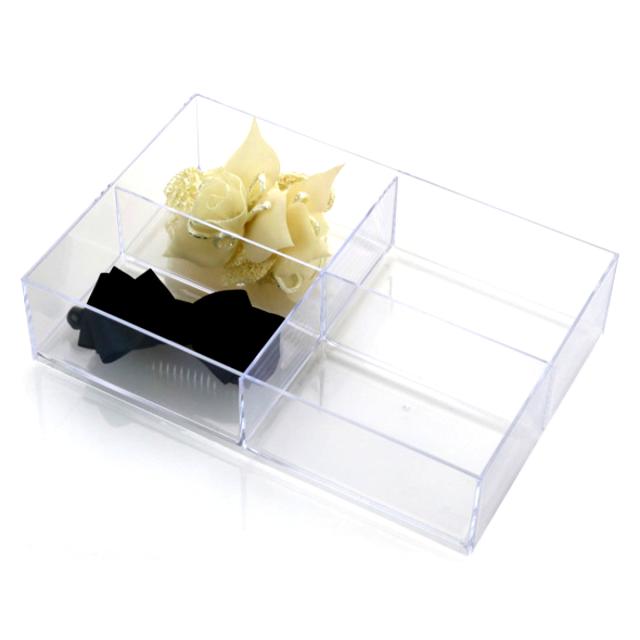 小物ケース クリア L 深型 4分割 卓上収納 小物入れ