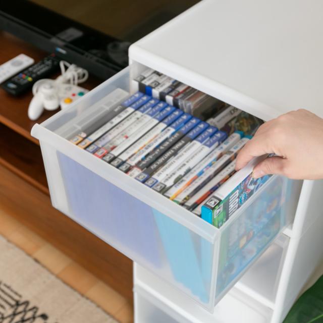 収納ケース MOS ワイドストッカー 幅34×奥行46.5×高さ78cm 4段 プラスチック 浅型 キャスター付き （ 日本製 引き出し チェスト 収納 収納ボックス 衣装ケース 衣類収納 リビング収納 キッチン ラック 白 ホワイト クローゼット ）_14