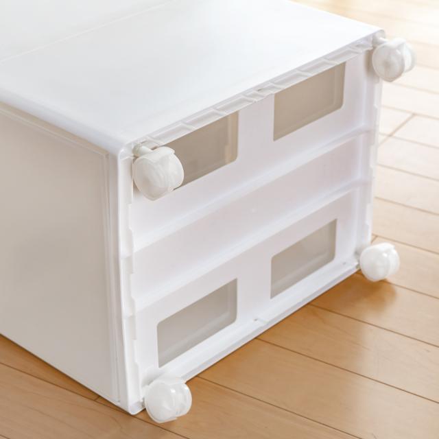 収納ケース MOS ワイドストッカー 幅34×奥行46.5×高さ78cm 4段 プラスチック 浅型 キャスター付き （ 日本製 引き出し チェスト 収納 収納ボックス 衣装ケース 衣類収納 リビング収納 キッチン ラック 白 ホワイト クローゼット ）_19